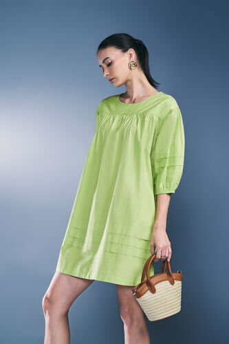 Green Drop Cotton Dress, Green, image 4